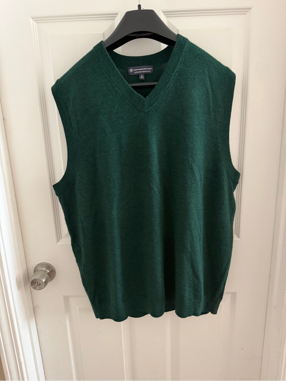 Hart Schaffner Marx Men's V-Neck Sleeveless Sweater Vest in Dark Green